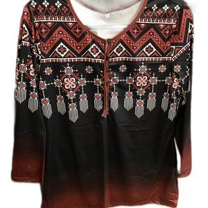 South Western  3/4 Sleeve Blouse XL
